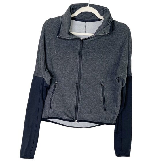 Nike Zip Jacket Womens Size Small Gray Black Funnel Neck - Picture 1 of 9